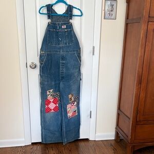 Women's Blue Denim Overalls with Patchwork